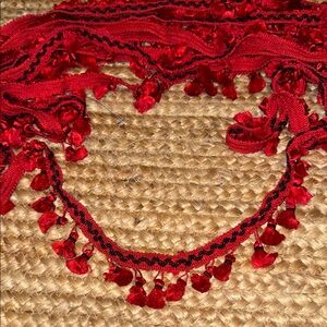 Red Fringe Trim with Tassels